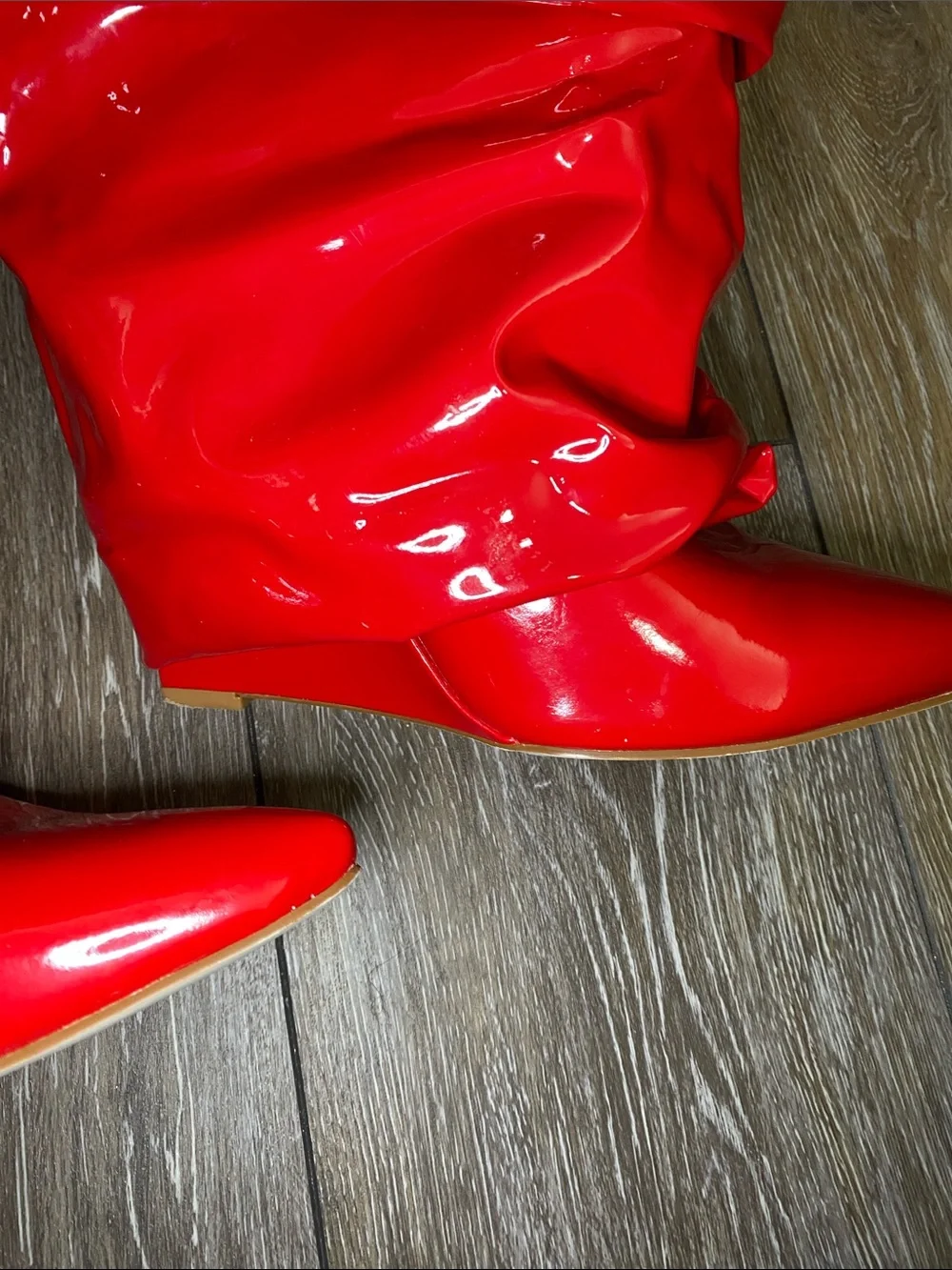 Red Patent Over-the-Knee Slouch Boots